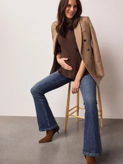 Next Dark Blue Maternity Denim Flare Jeans Outlet