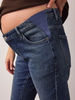 Next Dark Blue Maternity Denim Flare Jeans Outlet