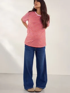 Next Maternity Wide Leg 100% Cotton Jeans Dark Blue Discount