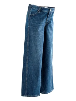 Next Maternity Wide Leg 100% Cotton Jeans Dark Blue Discount