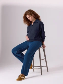 Next Dark Blue Maternity Wide Leg Denim Leggings Clearance