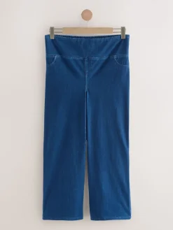 Next Dark Blue Maternity Wide Leg Denim Leggings Clearance