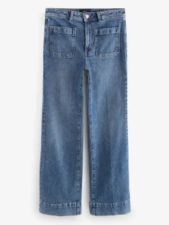 Next Patch Pocket Wide Leg Jeans Dark Blue Discount