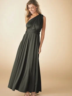 Next Jersey Multiway Wedding Guest Bridesmaid Maxi Dress Dark Green Hot