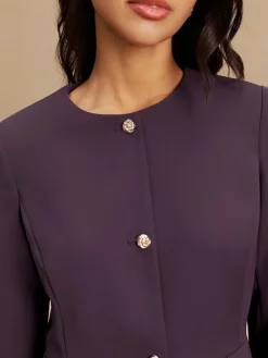 Next Dark Purple Collarless Blazer Discount