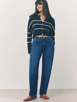 Next Barrel Leg Jeans Denim Dark Blue