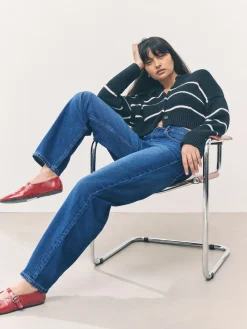 Next Barrel Leg Jeans Denim Dark Blue