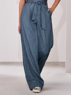 Next Denim Look Superwide Belted Trousers Hot