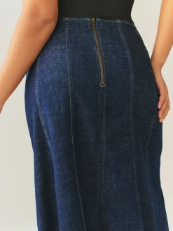 Next Denim Rinse Hourglass Full Seamed Midi Skirt Online