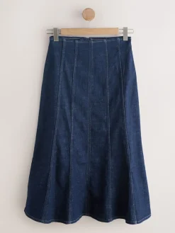 Next Denim Rinse Hourglass Full Seamed Midi Skirt Online