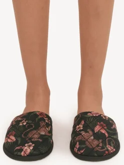 Desmond & Dempsey Soleia Navy Wool Slippers New