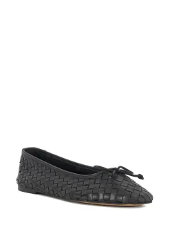 Dune London Black Heat Woven Ballerina Shoes New