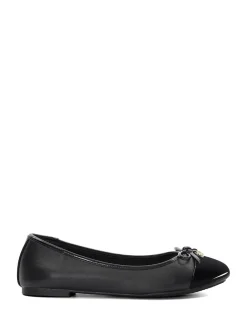 Dune London Black Wide Fit Hallo Charm Trim Ballet Flat Shoes New