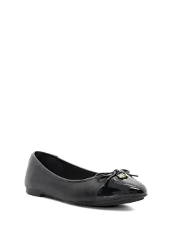 Dune London Black Wide Fit Hallo Charm Trim Ballet Flat Shoes New