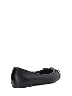 Dune London Black Wide Fit Hallo Charm Trim Ballet Flat Shoes New