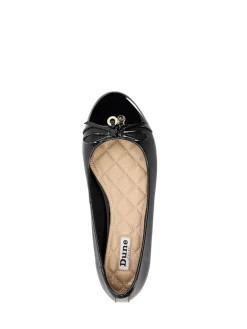 Dune London Black Wide Fit Hallo Charm Trim Ballet Flat Shoes New