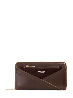 Dune London Kelbey Zip Around Long Purse Brown Chrome