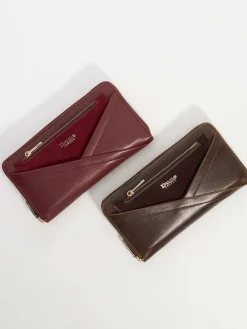 Dune London Kelbey Zip Around Long Purse Brown Chrome