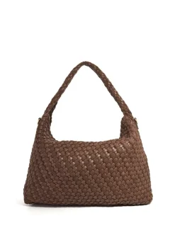 Dune London Chocolate Brown Deliberate Large Woven Slouch Bag