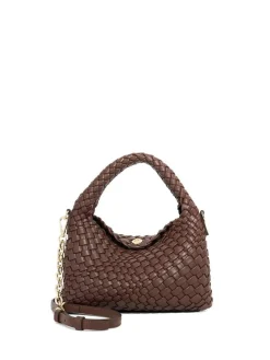 Dune London Dark Brown Dinky deliberate Mini Woven Slouch Bag New