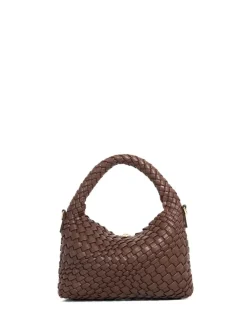 Dune London Dark Brown Dinky deliberate Mini Woven Slouch Bag New