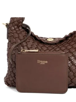 Dune London Dark Brown Dinky deliberate Mini Woven Slouch Bag New