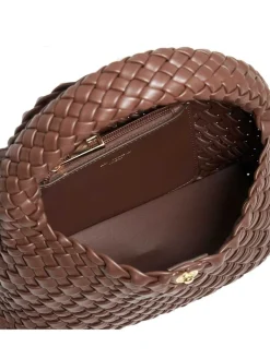 Dune London Dark Brown Dinky deliberate Mini Woven Slouch Bag New