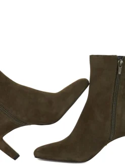 Dune London Green Ovation Square Toe Heeled Boots