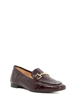Dune London Grained Branded Snaffle Trim Loafers Red Discount