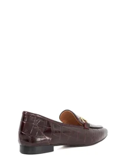 Dune London Grained Branded Snaffle Trim Loafers Red Discount