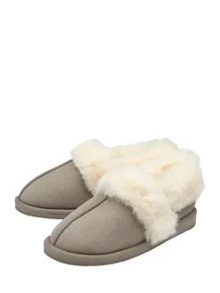 Dunlop Faux Suede Collar Full Slippers Grey Online