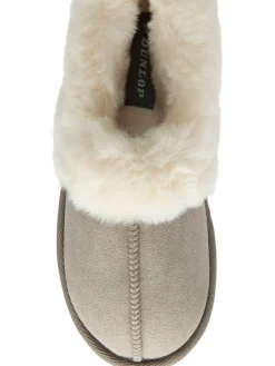 Dunlop Faux Suede Collar Full Slippers Grey Online