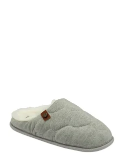 Dunlop Ladies Closed Toe Quilted Mule Slippers Grey New