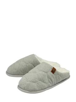 Dunlop Ladies Closed Toe Quilted Mule Slippers Grey New
