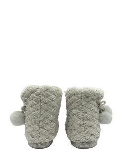 Dunlop Ladies Knitted Bootee Slippers Grey Clearance