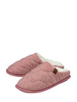 Dunlop Ladies Closed Toe Quilted Mule Slippers Pink New