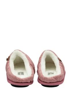 Dunlop Ladies Closed Toe Quilted Mule Slippers Pink New
