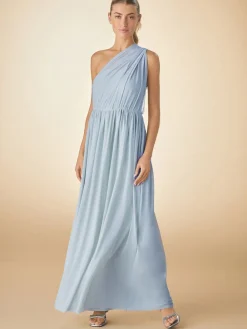 Next Dusky Blue Mesh Multiway Wedding Guest Bridesmaid Maxi Dress Outlet