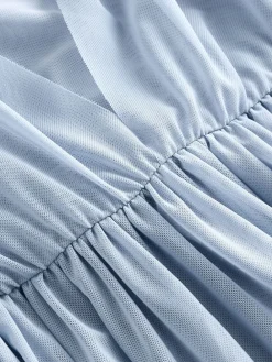 Next Dusky Blue Mesh Multiway Wedding Guest Bridesmaid Maxi Dress Outlet