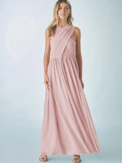 Next Dusky Pink Mesh Multiway Wedding Guest Bridesmaid Maxi Dress
