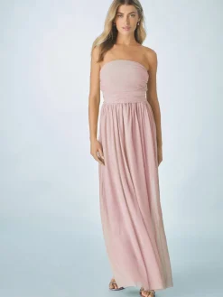Next Dusky Pink Mesh Multiway Wedding Guest Bridesmaid Maxi Dress