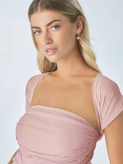 Next Dusky Pink Mesh Multiway Wedding Guest Bridesmaid Maxi Dress