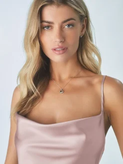 Next Dusky Pink Satin Cowl Neck Wedding Guest Bridesmaid Maxi Dress Best