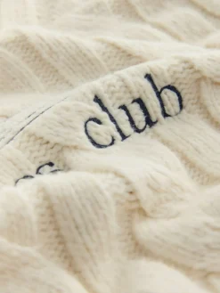 Next Ecru Cream Cable Zip Neck 1995 Graphic Jumper