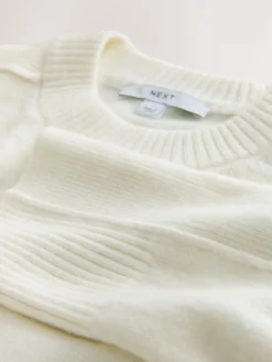 Next Ecru Crew Neck Knitted Jumper with Wool