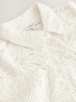 Next Crochet Short Sleeve Shirt Ecru Discount