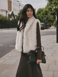 Next Faux Fur Gilet Ecru