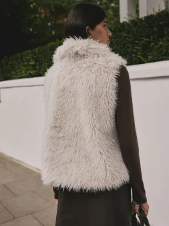 Next Faux Fur Gilet Ecru