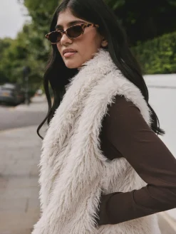 Next Faux Fur Gilet Ecru