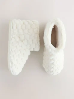 Next Faux Fur Heart Slipper Boots Ecru Best